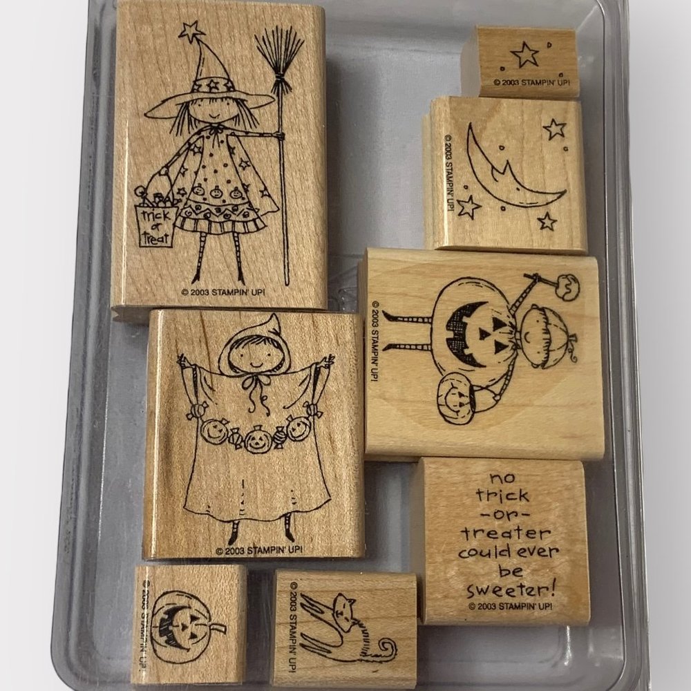 Stampin' Up SWEETER TREATERS Mounted Wood Stamp Set RETIRED
